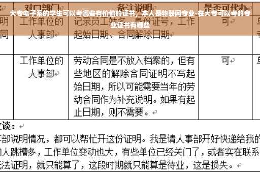 大专电子系的学生可以考哪些有价值的证书，本人是物联网专业-在大专可以考的专业证书有哪些