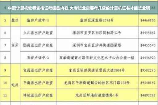 中职计算机教师资格证考哪些内容,大专毕业需要考几级的计算机证书才能毕业呢