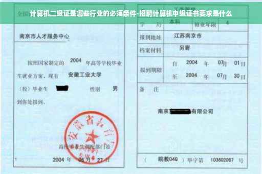 计算机二级证是哪些行业的必须条件-招聘计算机中级证书要求是什么