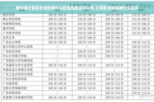 想知道计算机专业的有什么职业技能证可以考,计算机领域需要什么证书