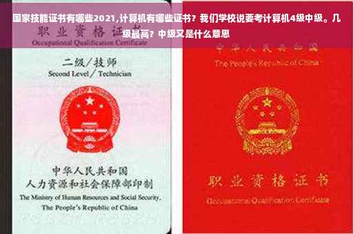 国家技能证书有哪些2021,计算机有哪些证书？我们学校说要考计算机4级中级。几级最高？中级又是什么意思