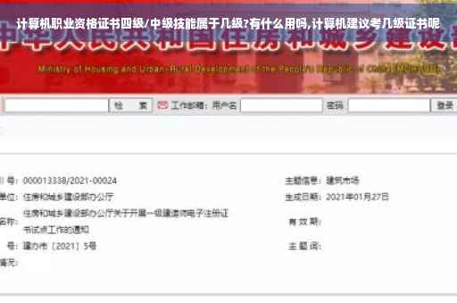 计算机职业资格证书四级/中级技能属于几级?有什么用吗,计算机建议考几级证书呢
