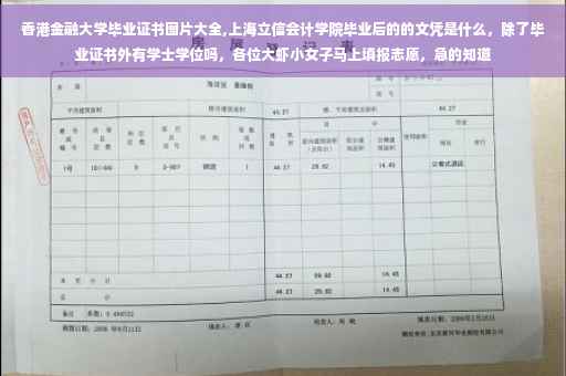 香港金融大学毕业证书图片大全,上海立信会计学院毕业后的的文凭是什么，除了毕业证书外有学士学位吗，各位大虾小女子马上填报志愿，急的知道