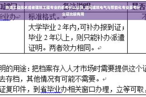 铁道工程技术或者建筑工程专业的都考什么证啊,请问建筑电气与智能化专业要考什么证比较有用
