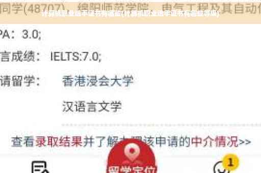 计算机职业选手证书有哪些(计算机职业选手证书有哪些等级)