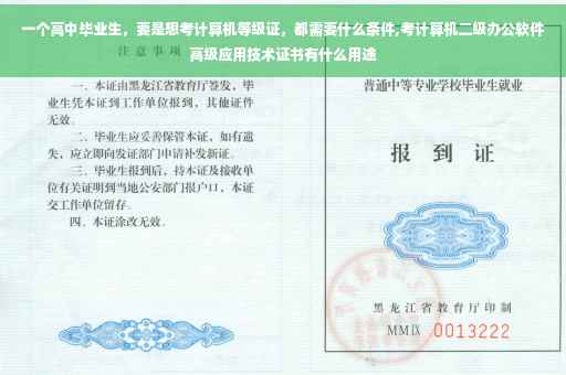 一个高中毕业生，要是想考计算机等级证，都需要什么条件,考计算机二级办公软件高级应用技术证书有什么用途