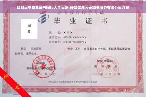碧湖高中毕业证书图片大全高清,许昌碧湖云天物业服务有限公司介绍