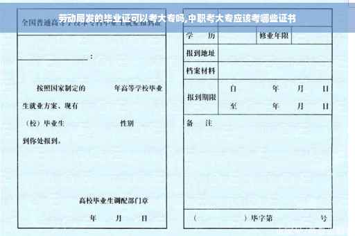 劳动局发的毕业证可以考大专吗,中职考大专应该考哪些证书