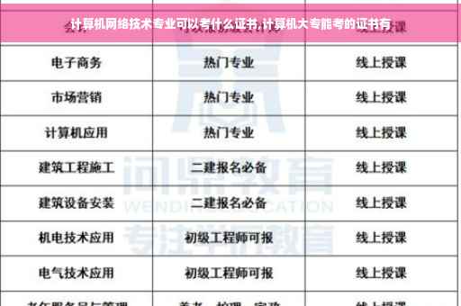 计算机网络技术专业可以考什么证书,计算机大专能考的证书有