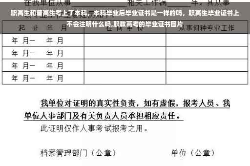 职高生和普高生考上了本科，本科毕业后毕业证书是一样的吗，职高生毕业证书上不会注明什么吗,职教高考的毕业证书图片