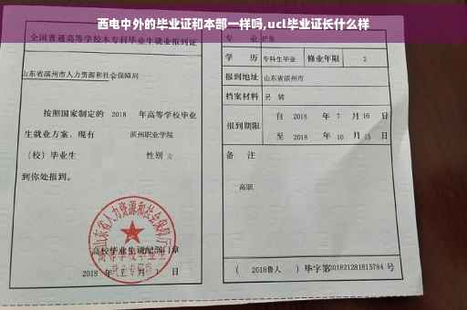 西电中外的毕业证和本部一样吗,ucl毕业证长什么样