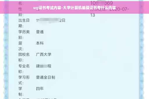 ug证书考试内容-大学计算机编程证书考什么内容