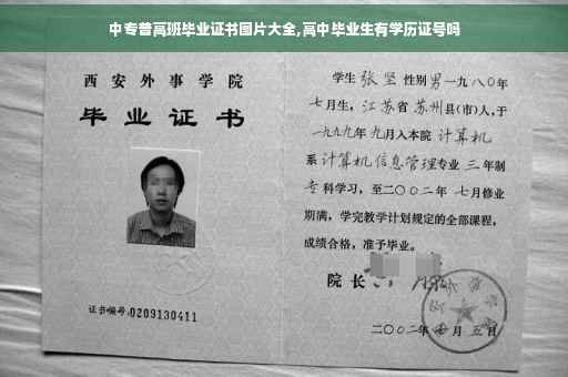 中专普高班毕业证书图片大全,高中毕业生有学历证号吗
