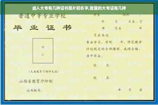 成人大专有几种证书图片和名字,我国的大专证有几种