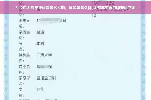3+2的大专毕业证是怎么写的，含金量怎么样,大专学生要办哪些证书呢