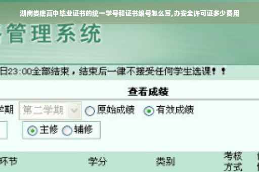 湖南娄底高中毕业证书的统一学号和证书编号怎么写,办安全许可证多少费用
