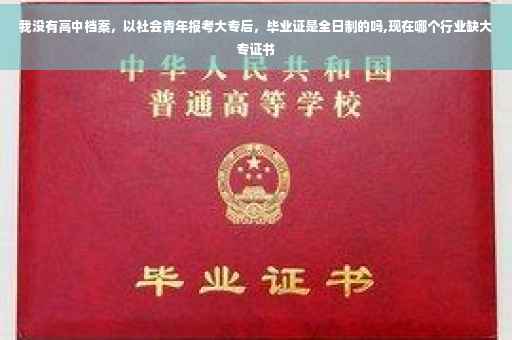 我没有高中档案，以社会青年报考大专后，毕业证是全日制的吗,现在哪个行业缺大专证书