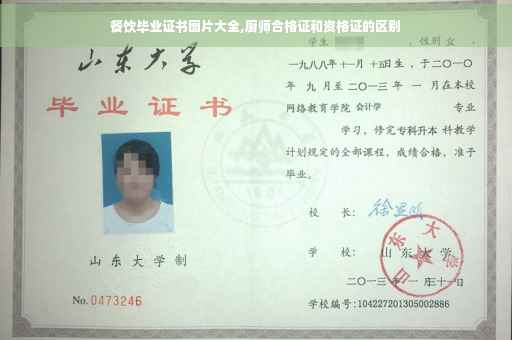 餐饮毕业证书图片大全,厨师合格证和资格证的区别
