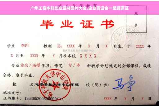 广州工商本科毕业证书图片大全,企业两证合一是哪两证