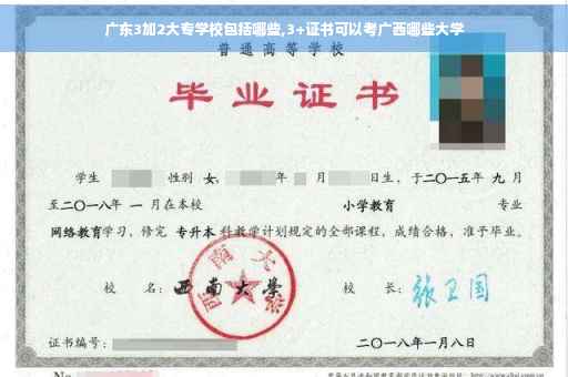 广东3加2大专学校包括哪些,3+证书可以考广西哪些大学
