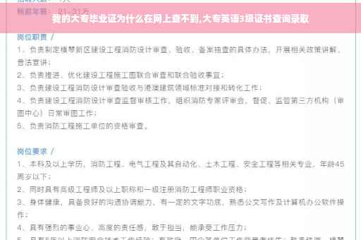 我的大专毕业证为什么在网上查不到,大专英语3级证书查询录取
