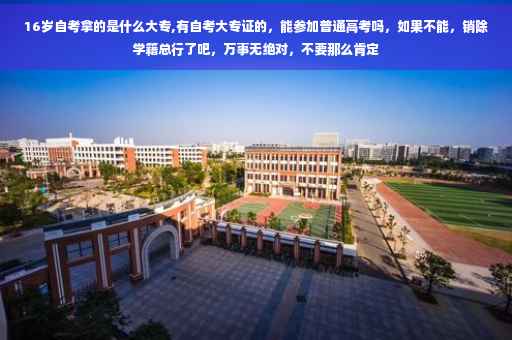 16岁自考拿的是什么大专,有自考大专证的，能参加普通高考吗，如果不能，销除学籍总行了吧，万事无绝对，不要那么肯定