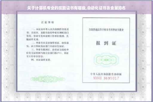 关于计算机专业的技能证书有哪些,自动化证书含金量排名