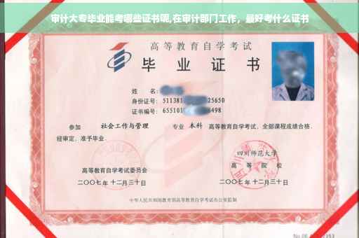 审计大专毕业能考哪些证书呢,在审计部门工作，最好考什么证书