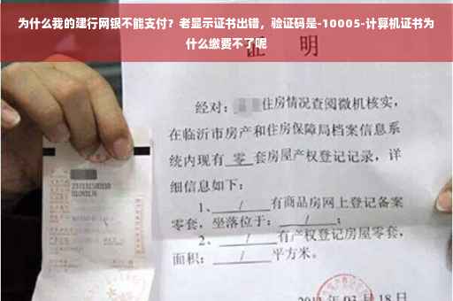 为什么我的建行网银不能支付？老显示证书出错，验证码是-10005-计算机证书为什么缴费不了呢