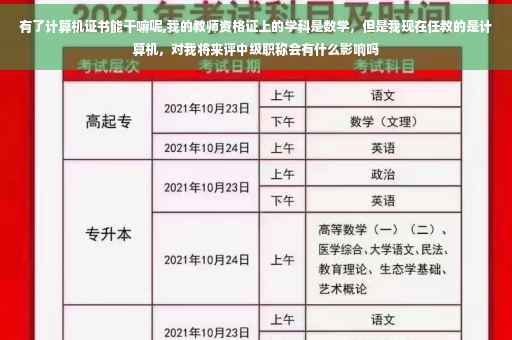 有了计算机证书能干嘛呢,我的教师资格证上的学科是数学，但是我现在任教的是计算机，对我将来评中级职称会有什么影响吗