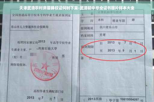 天津武清农村房屋确权证何时下来-武清初中毕业证书图片样本大全