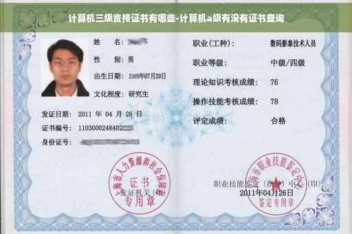 计算机三级资格证书有哪些-计算机a级有没有证书查询