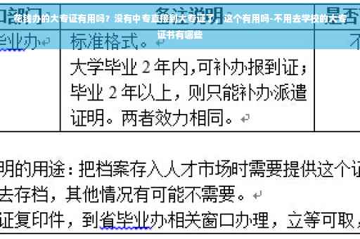 花钱办的大专证有用吗？没有中专直接到大专证了，这个有用吗-不用去学校的大专证书有哪些