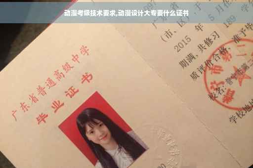 动漫考级技术要求,动漫设计大专要什么证书