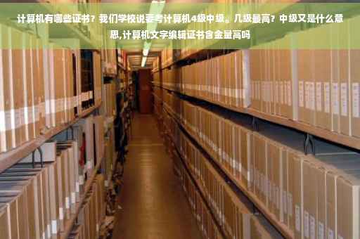 计算机有哪些证书？我们学校说要考计算机4级中级。几级最高？中级又是什么意思,计算机文字编辑证书含金量高吗