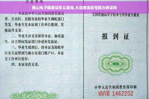 佛山电子健康证怎么查询,大连南海壹号能办房证吗