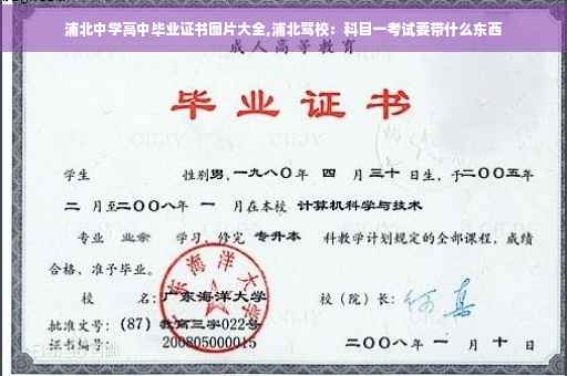 浦北中学高中毕业证书图片大全,浦北驾校：科目一考试要带什么东西