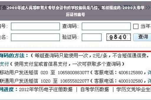 2000年成人高等教育大专毕业证书的学校编码是几位，怎样组成的-2000大专学历证书编号