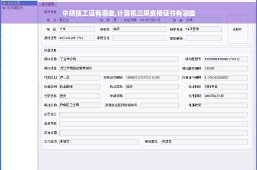 中级技工证有哪些,计算机三级资格证书有哪些