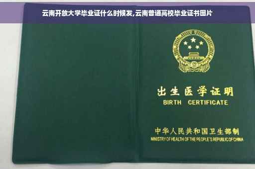 云南开放大学毕业证什么时候发,云南普通高校毕业证书图片