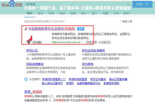 计算机一级那个证，丢了能补吗-计算机a级证书怎么查询成绩