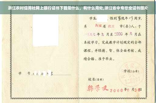 浙江农村信用社网上银行证书下载是什么，有什么用处,浙江省中专毕业证书图片