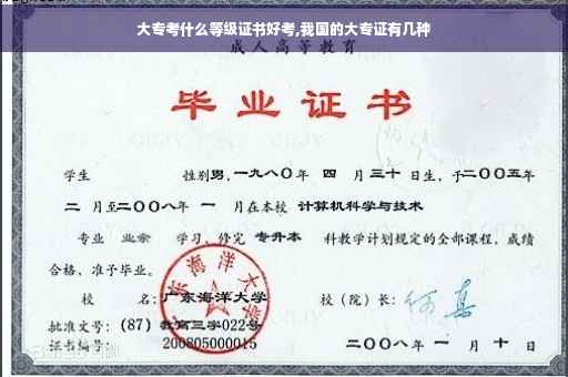 大专考什么等级证书好考,我国的大专证有几种