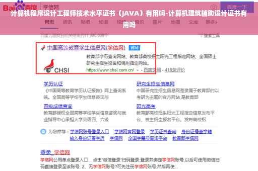 计算机程序设计工程师技术水平证书（JAVA）有用吗-计算机建筑辅助设计证书有用吗