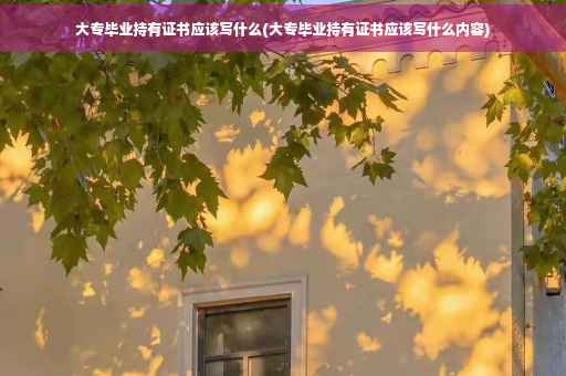 大专毕业持有证书应该写什么(大专毕业持有证书应该写什么内容)