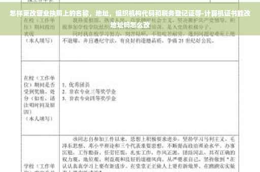 怎样更改营业执照上的名称，地址，组织机构代码和税务登记证等-计算机证书能改地址吗怎么改