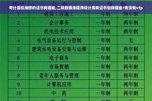 考计算机维修的证书有哪些,二级数据库程序设计库类证书包括哪些?有没有vfp