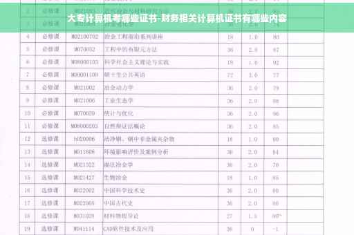 大专计算机考哪些证书-财务相关计算机证书有哪些内容