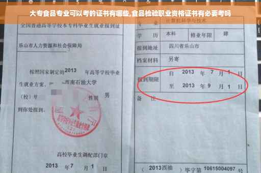 大专食品专业可以考的证书有哪些,食品检验职业资格证书有必要考吗