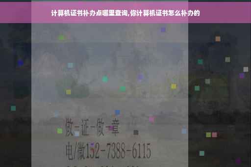 计算机证书补办点哪里查询,你计算机证书怎么补办的